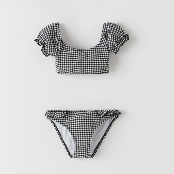 NWT. Zara Kids Gingham Textured Two-piece Bikini. Size 11-12.